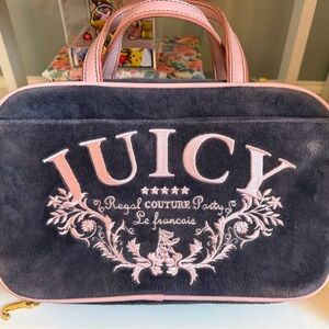 Vintage Juicy Couture Blue and Pink Cosmetic Bag Train Case